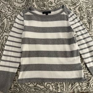 Tommy Hilfiger Women's T Shirt Long-Sleeve Striped Small Gray White